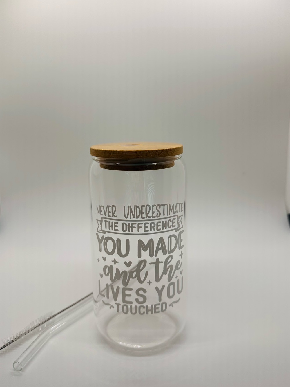 Inspirational Glass Jar with Bamboo Lid - Clear